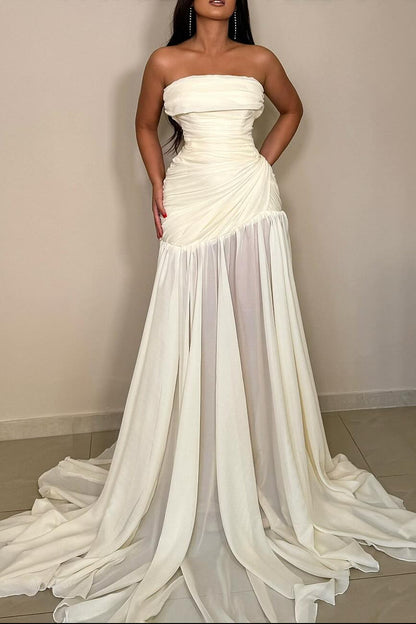 Strapless Draped Formal Gown