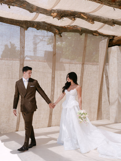 Strapless Sweetheart Lace Ball Gown Wedding Dress