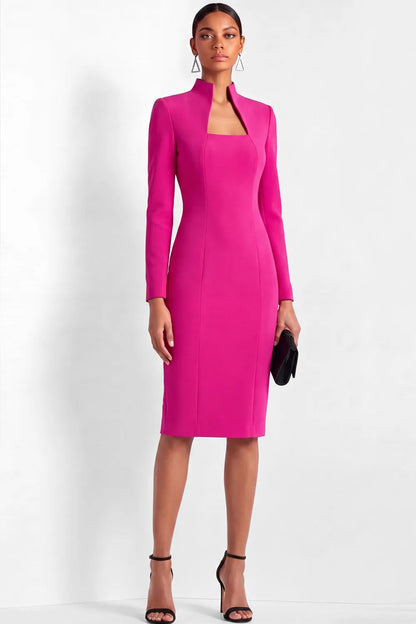 Long Sleeve Cutout High Neck Sheath Dress