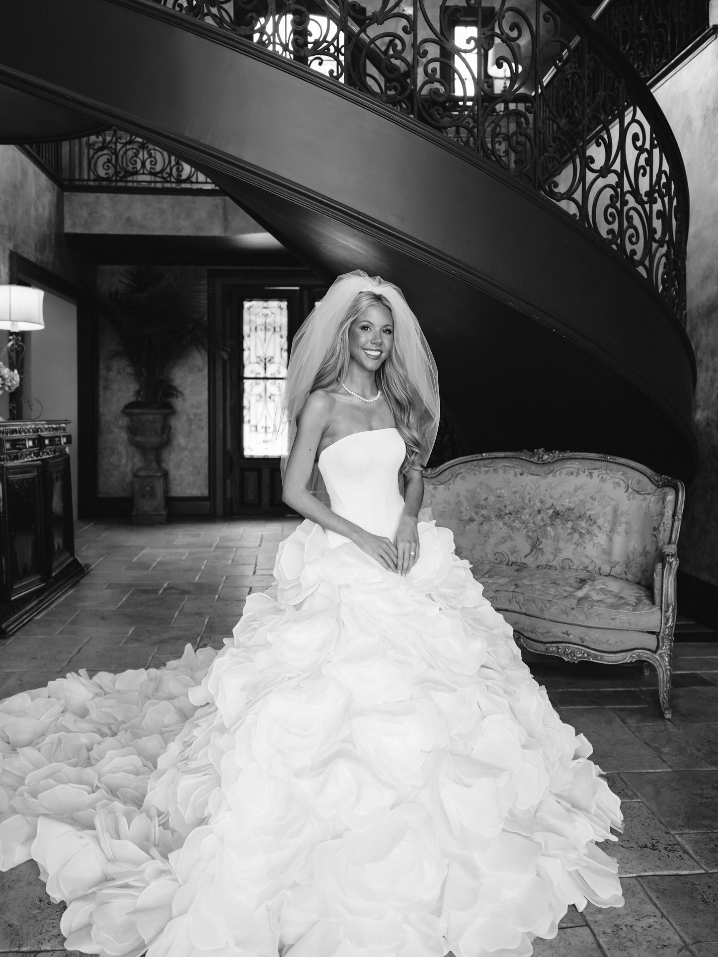 Strapless Ruffled Petal Ball Gown Wedding Dress