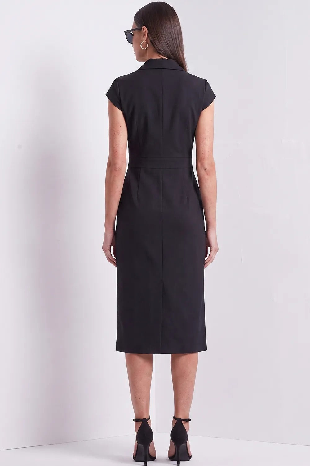 Double-Breasted Midi Blazer Dress with Lapels