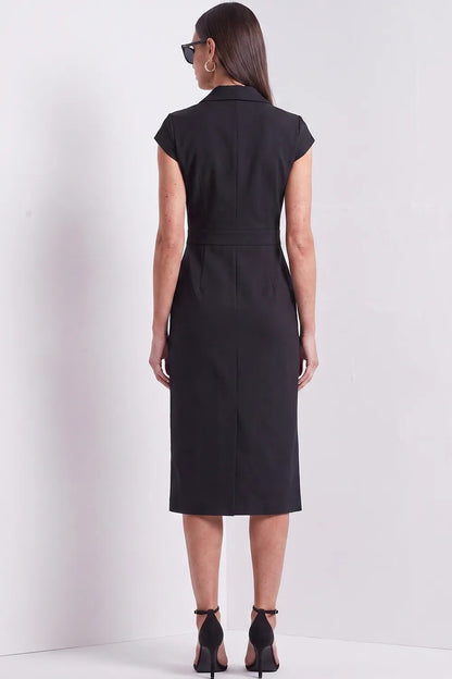 Double-Breasted Midi Blazer Dress with Lapels