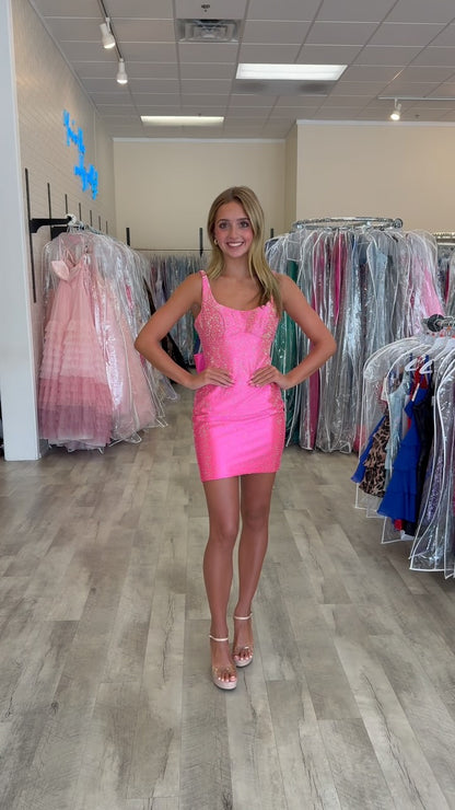 Glitter Corset Scoop Neck Mini Dress