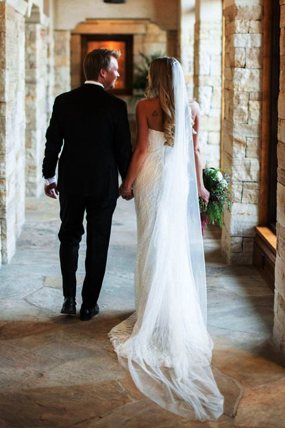 Strapless Plunge Sweetheart Fit and Flare Wedding Dress