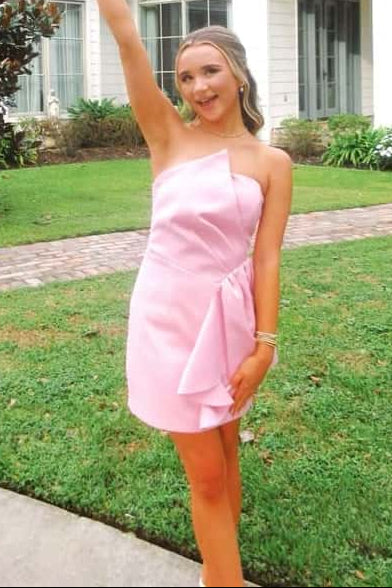Strapless Asymmetrical Lapel Mini Dress with Side Drape