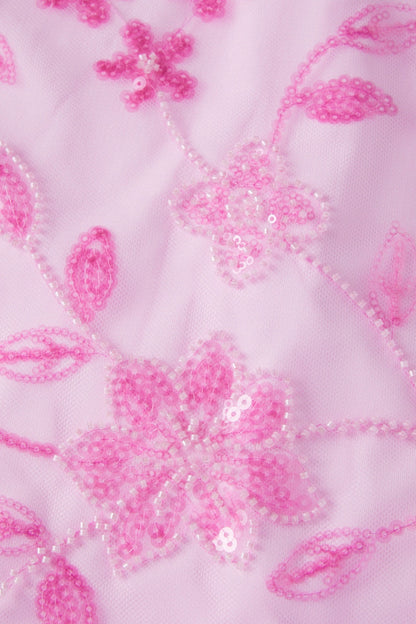 Floral Embroidered Sequined Mini Slip Dress