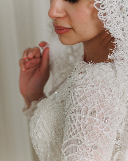 Cathedral Train Long Sleeve Lace Ball Gown Wedding Dress