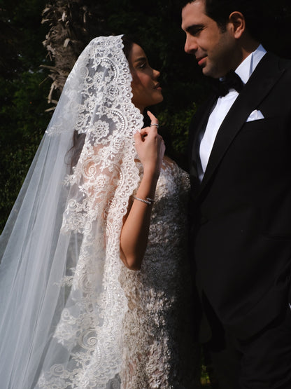 Strapless Lace Mermaid Wedding Gown with Train