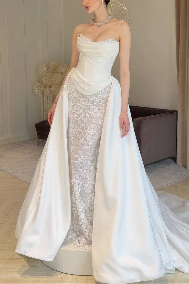 Strapless Corset Wedding Dress with Overskirt