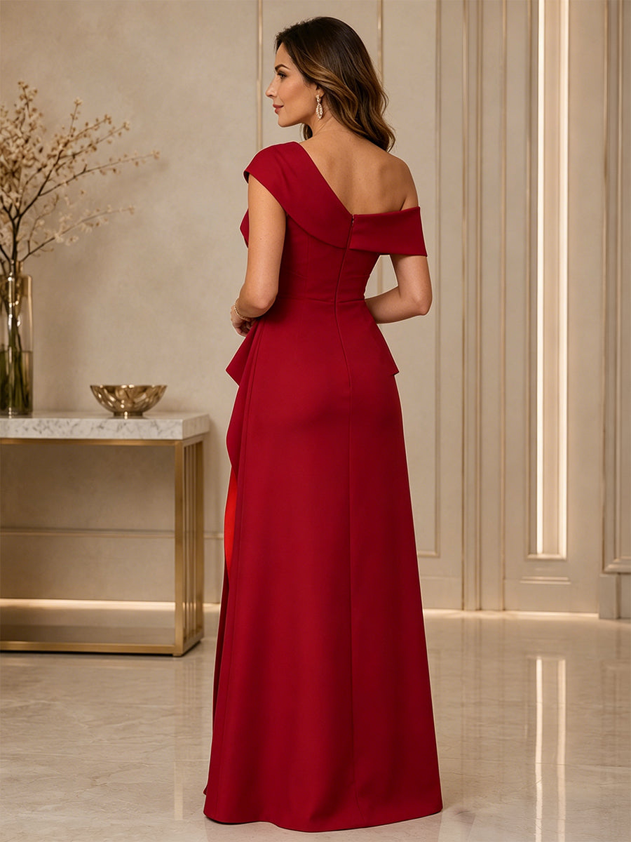 One-Shoulder Asymmetrical Evening Gown