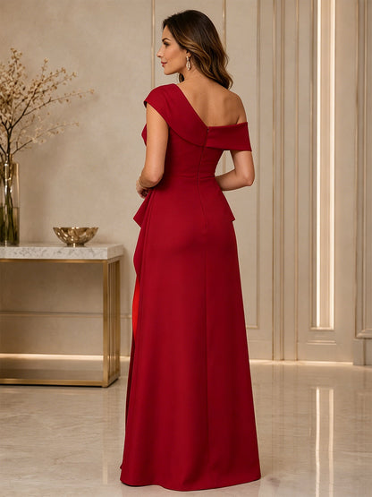 One-Shoulder Asymmetrical Evening Gown