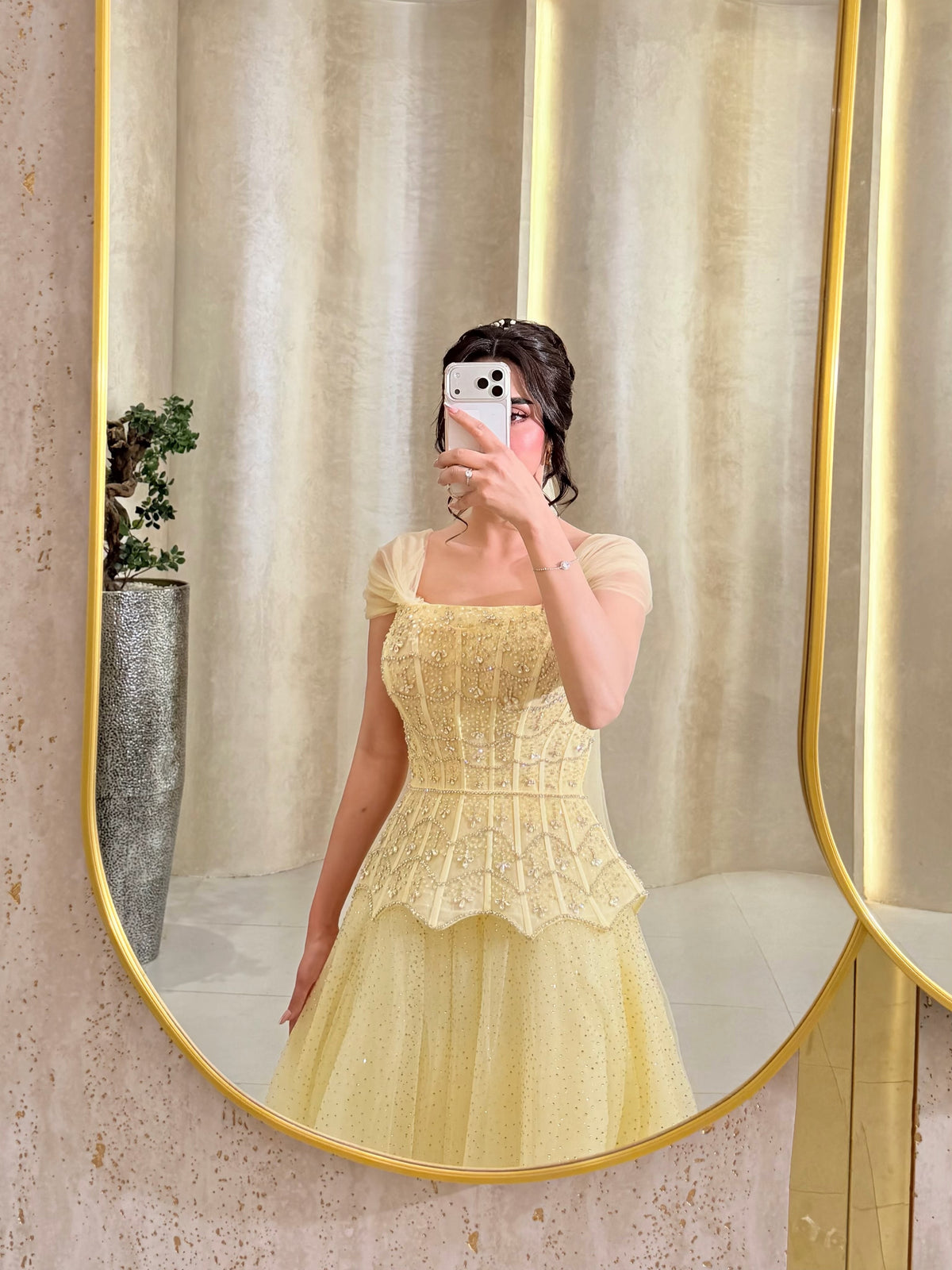 Corset Peplum Ball Gown with Cape