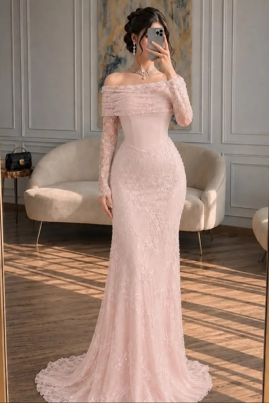 Off-the-Shoulder Lace Mermaid Gown