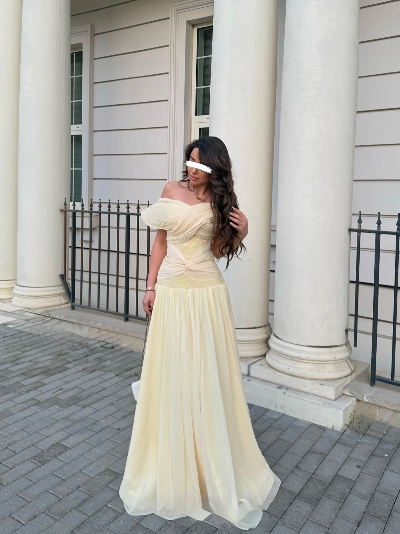 Off Shoulder Pleated Corset A-line Gown