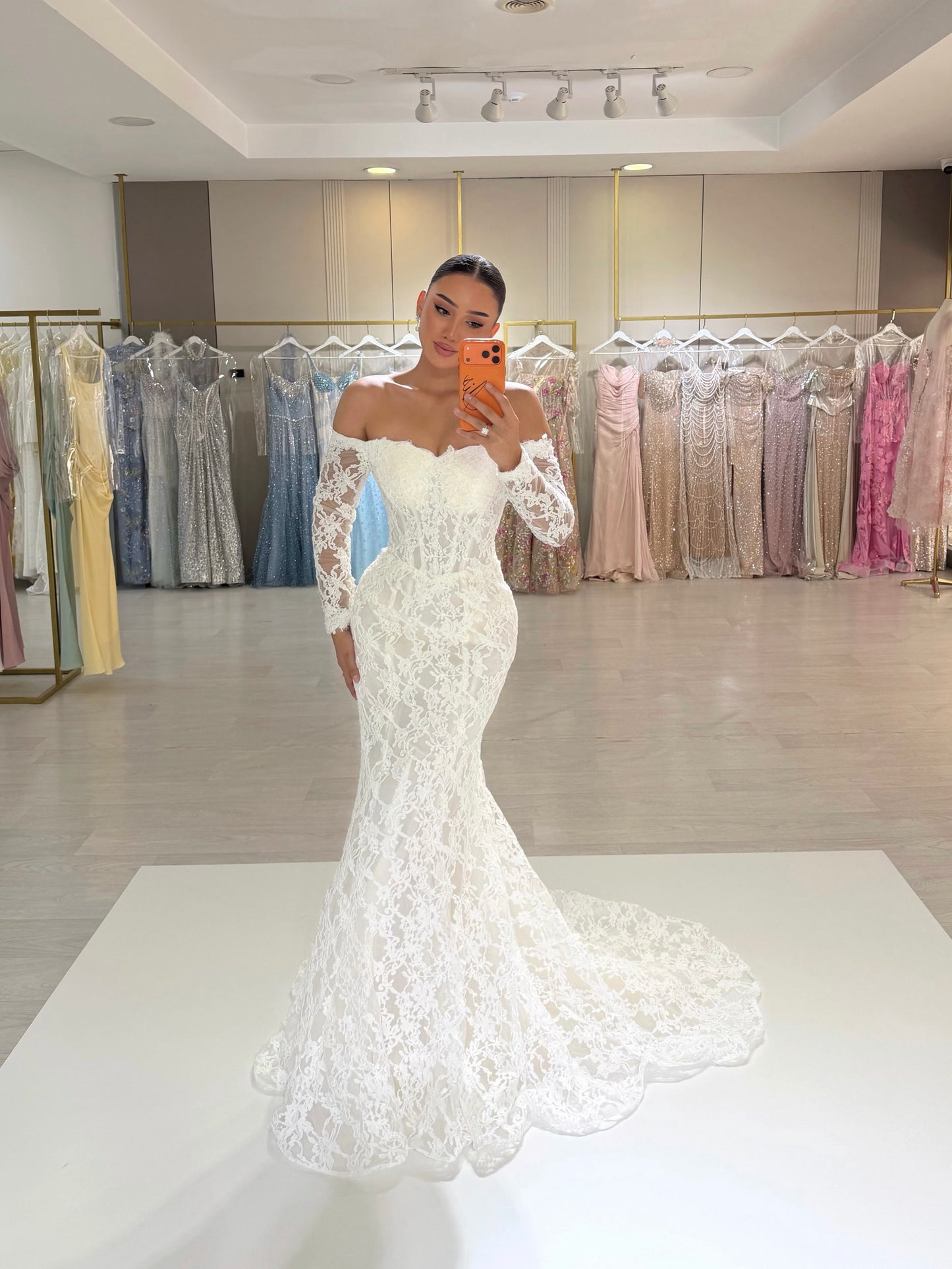 Lace Off-the-Shoulder Mermaid Wedding Dress