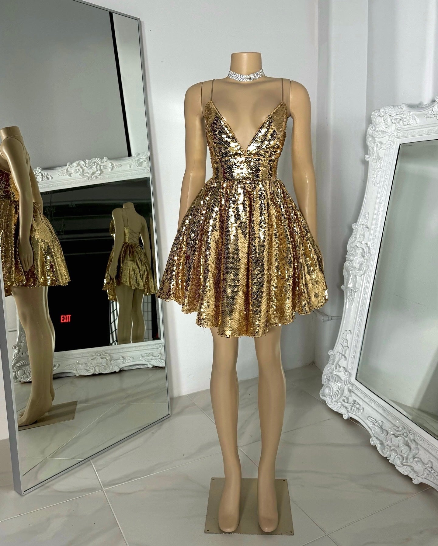 Sequin A-Line Homecoming Dress with Lace-Up Back