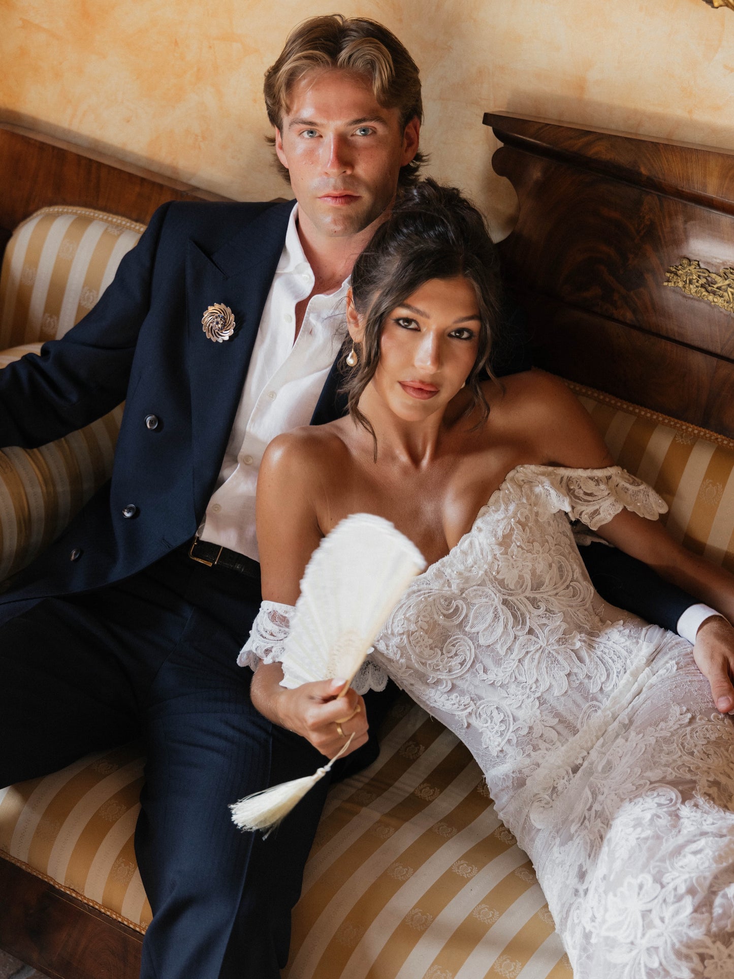 Corset Lace Off-the-Shoulder Mermaid Wedding Gown