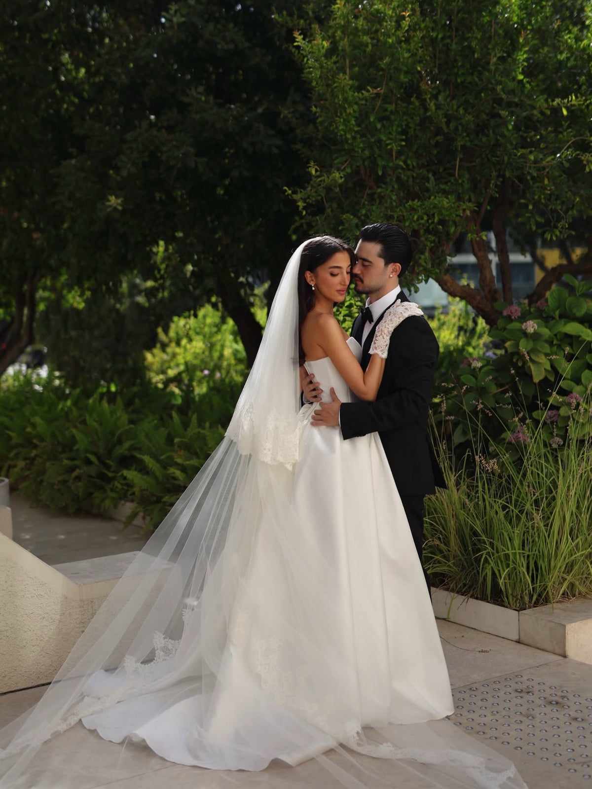 Strapless Basq-Waist Satin Ball Gown Wedding Dress