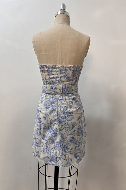 Strapless Floral Print Mini Dress