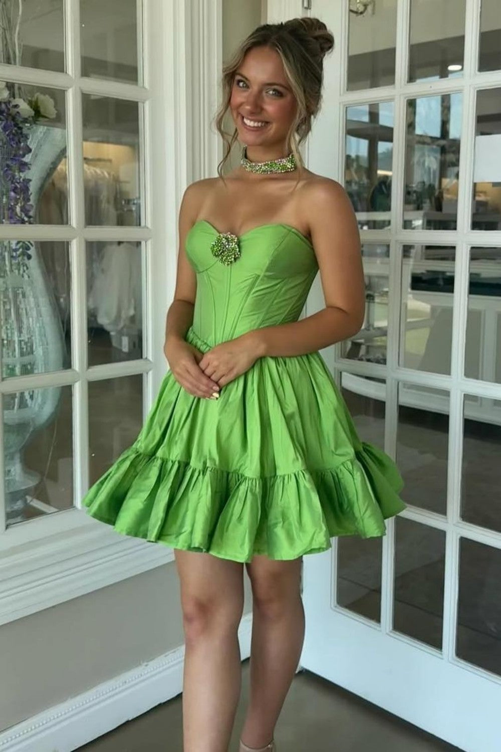 Strapless Corset Tiered Ruffle Mini Dress