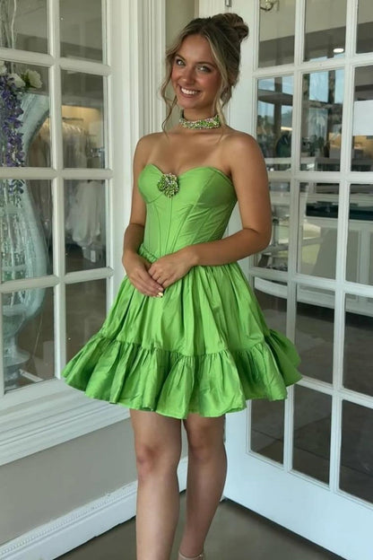 Strapless Corset Tiered Ruffle Mini Dress