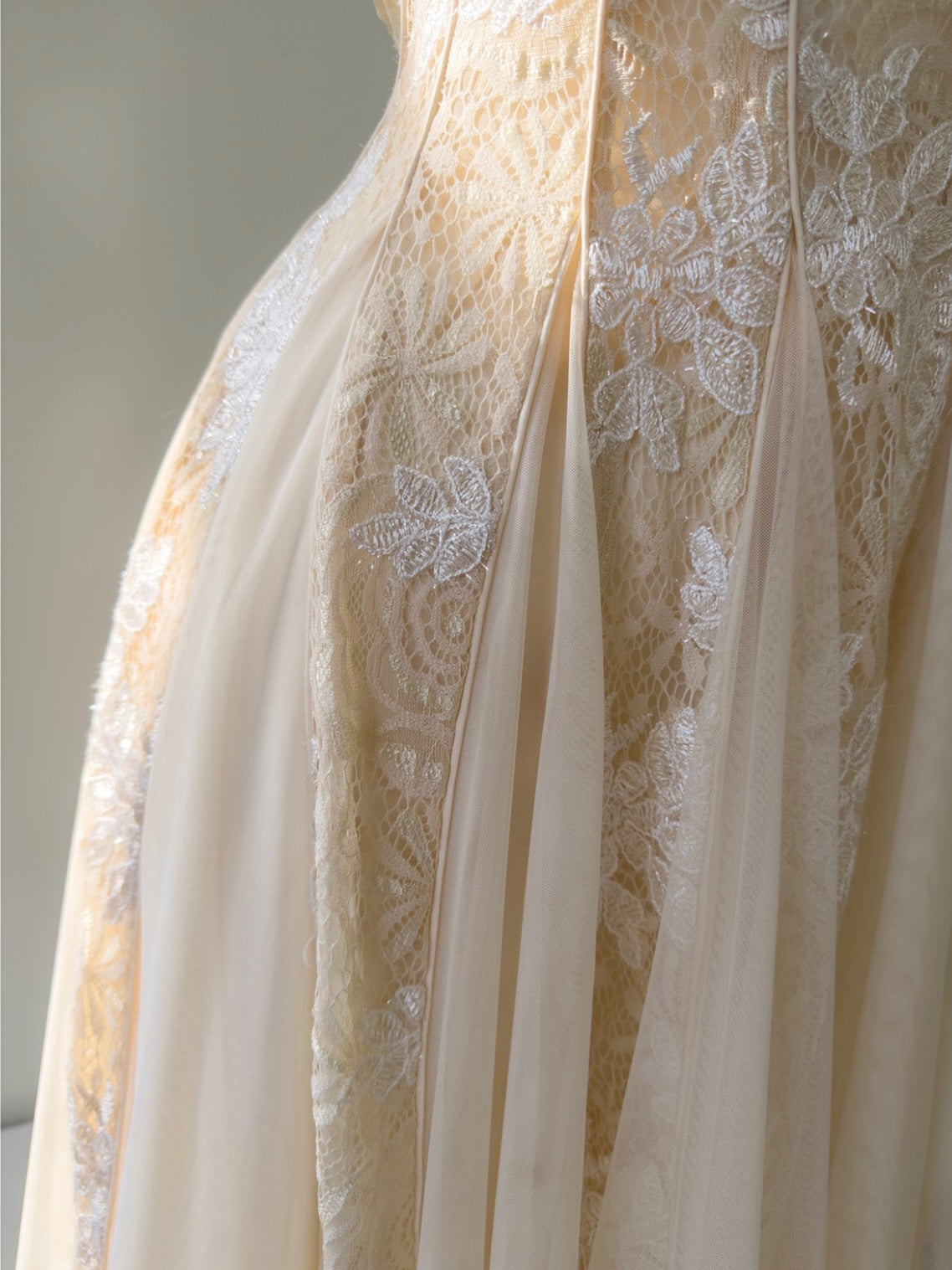 Square Neck Lace Corset A-Line Maxi Dress