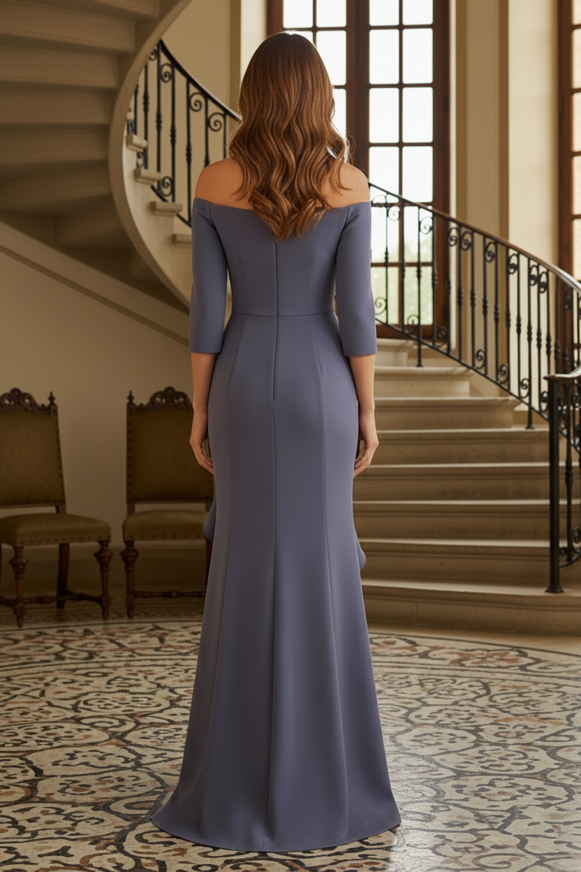 Off-the-Shoulder Mermaid Gown with Cascading Ruffles