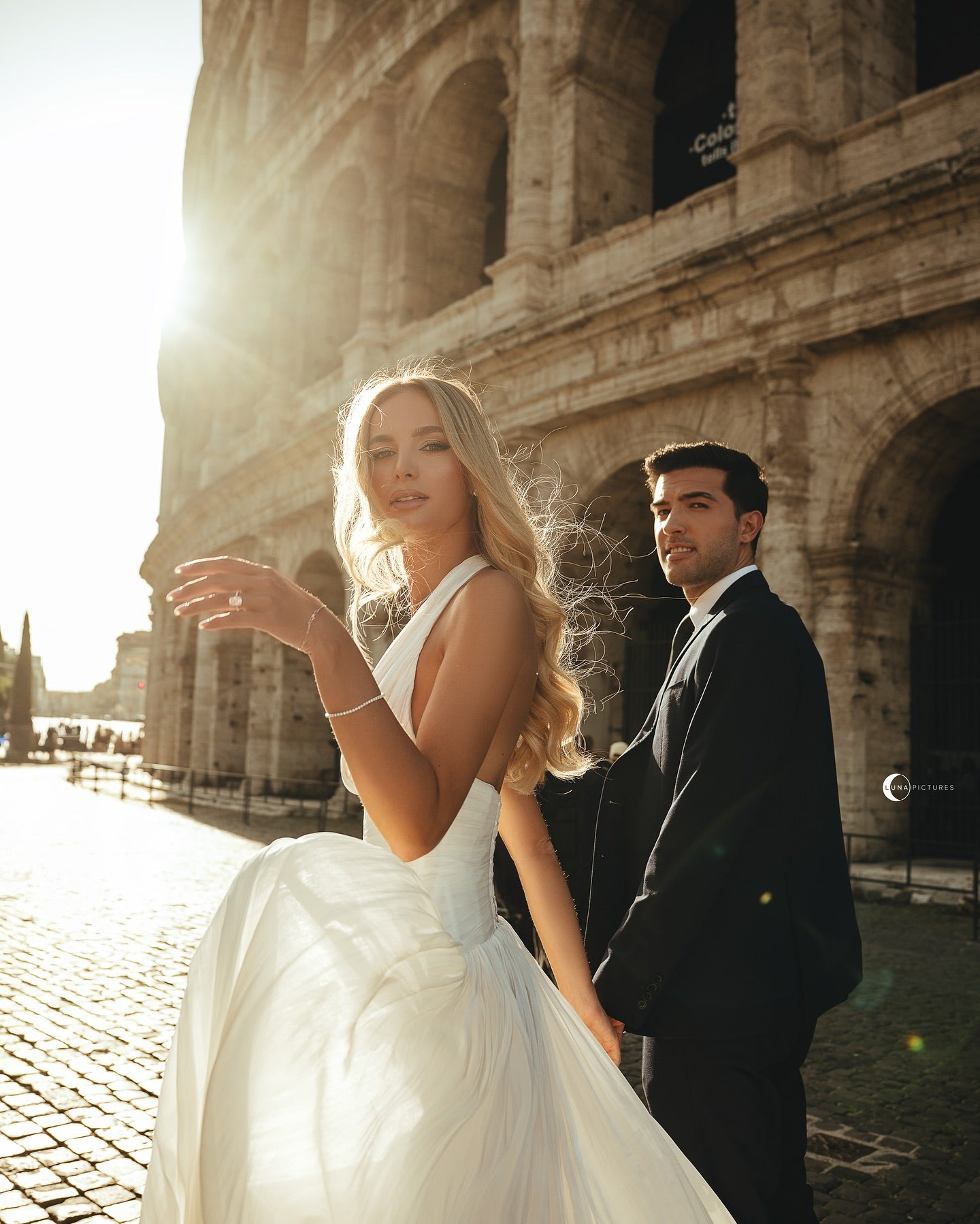 Deep V-Neck Halter A-Line Wedding Dress with Corset Back