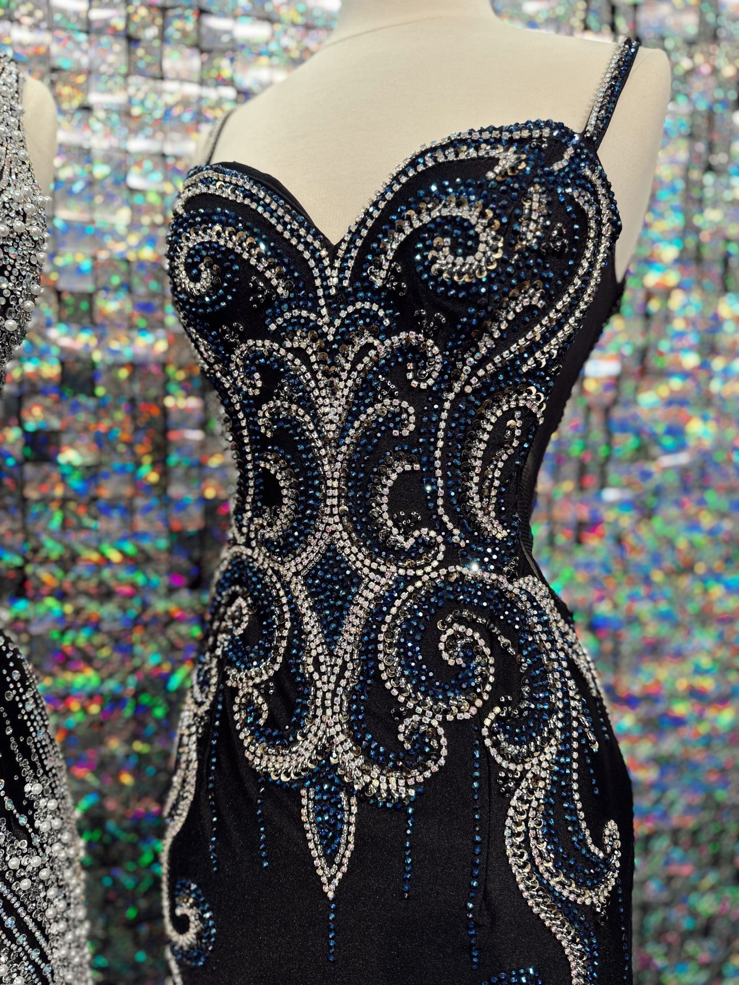 Beaded Baroque Motif Mini Cocktail Dress