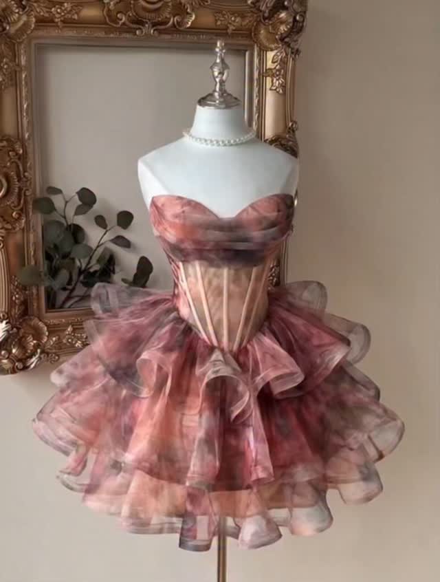 Floral Print Corset Tiered Ruffle Mini Dress