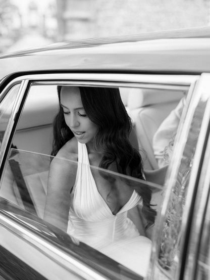 Plunging V-Neck Mermaid Wedding Gown with Sweep Train