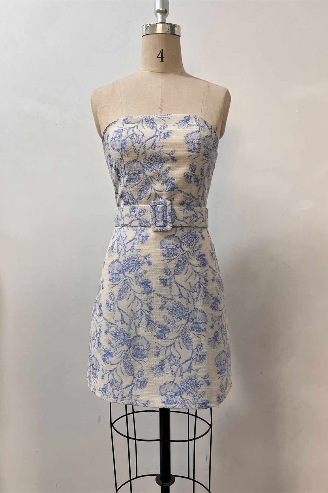Strapless Floral Print Mini Dress