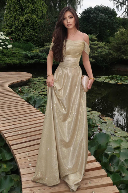 Glitter Corset Back A-Line Evening Gown