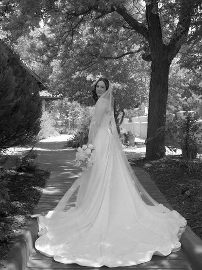 Strapless Satin A-Line Wedding Gown with Sweeping Train