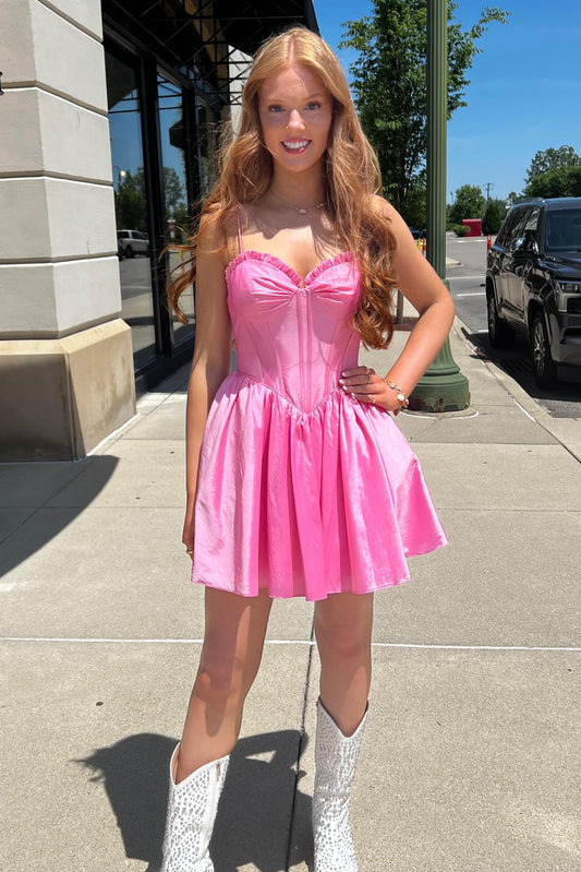 Sweetheart Corset Pleated Fit and Flare Mini Dress
