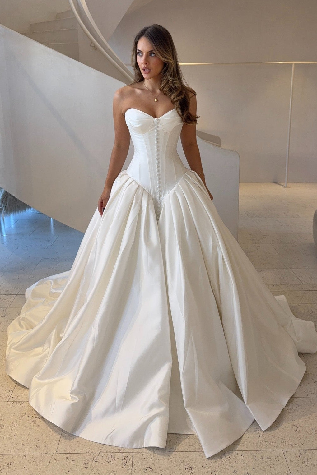 Strapless Corset Ball Gown Wedding Dress with Train