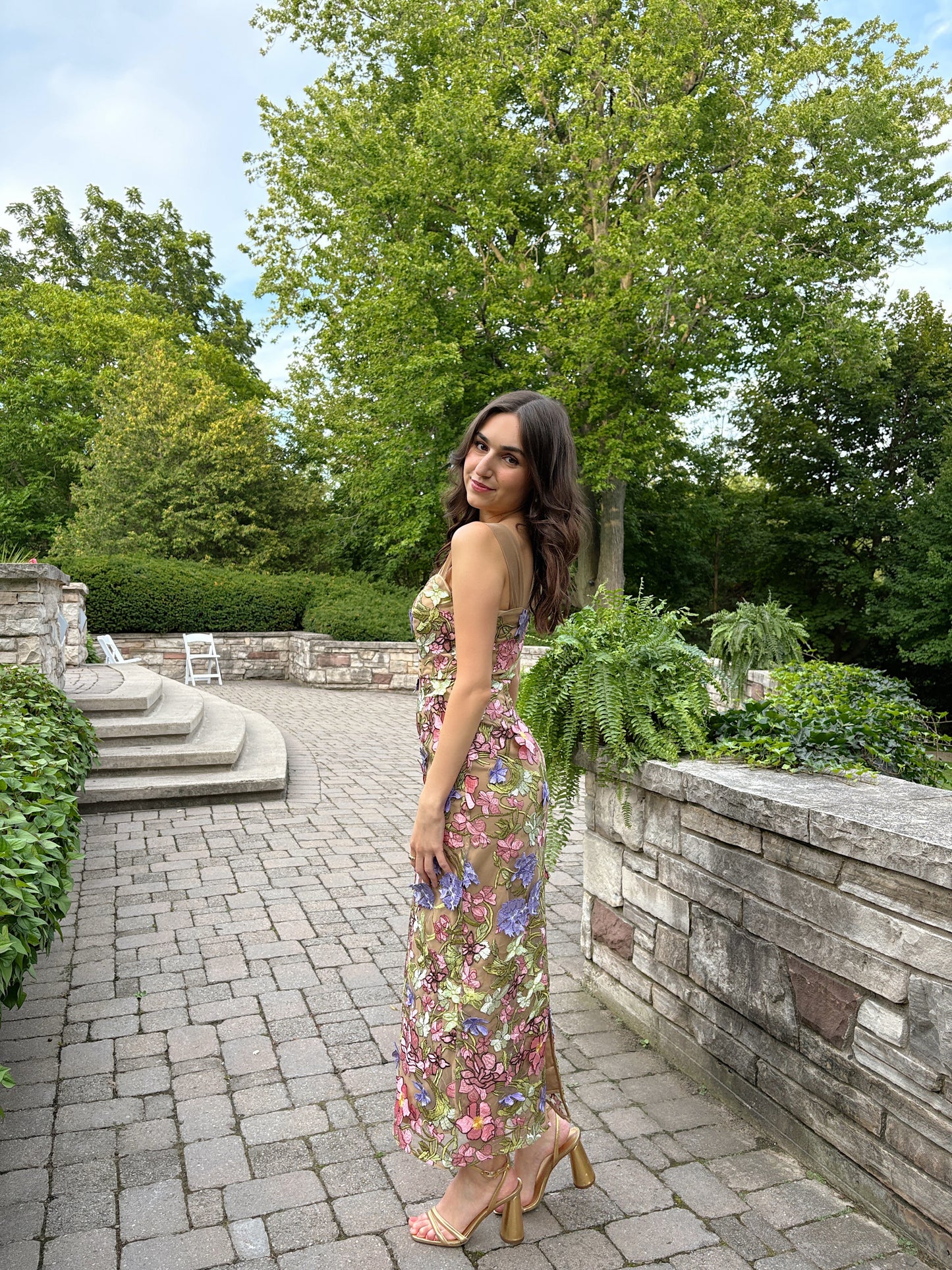 Floral 3D Appliqué Embroidered Sheath Dress