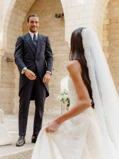 Strapless Lace A-Line Wedding Dress with Train