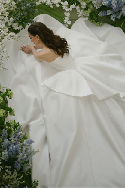 Strapless Peplum Ball Gown Wedding Dress