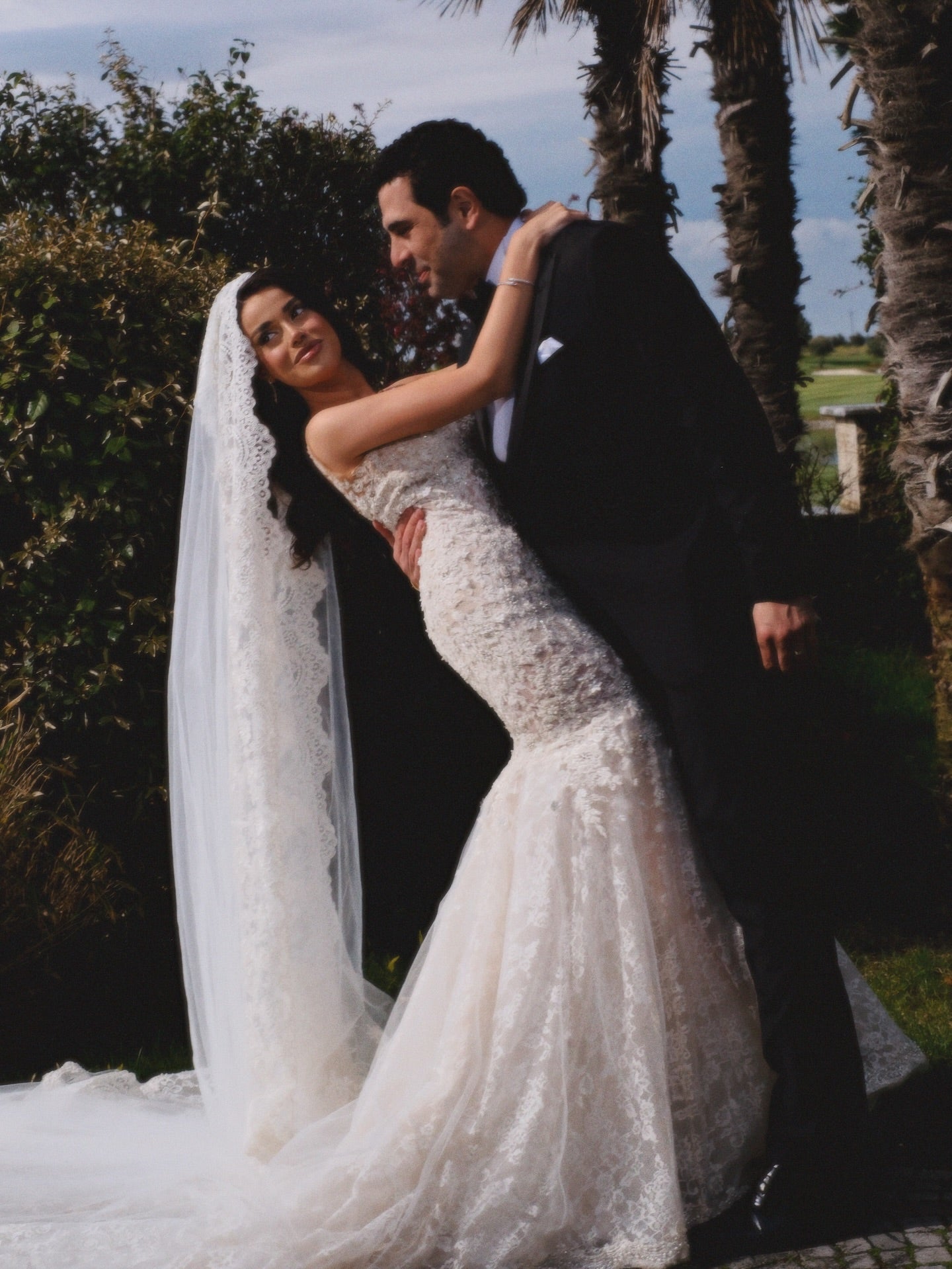 Strapless Lace Mermaid Wedding Gown with Train