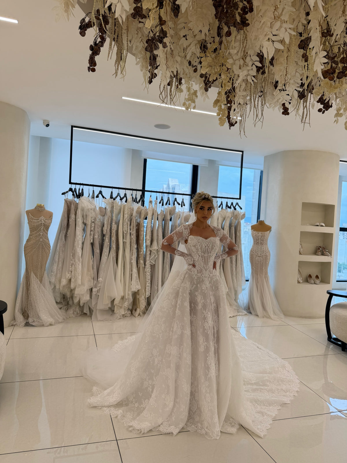 Lace Long Sleeve Ball Gown Wedding Dress