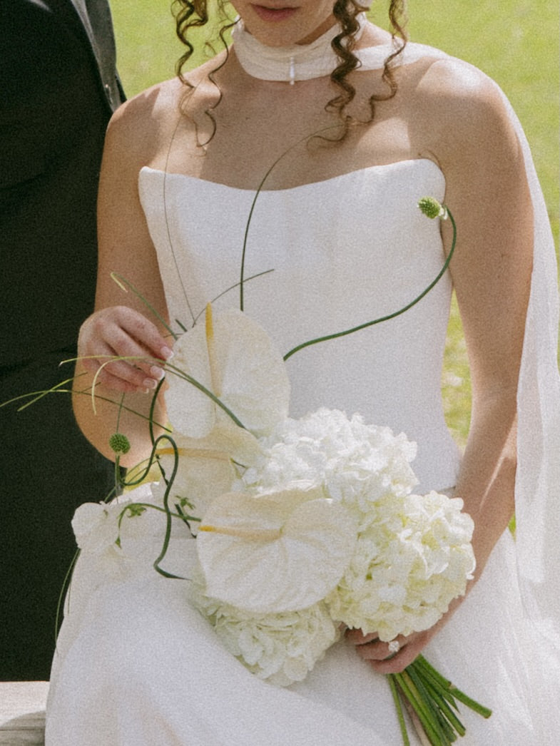 Strapless A-Line Wedding Dress with Sweeping Train