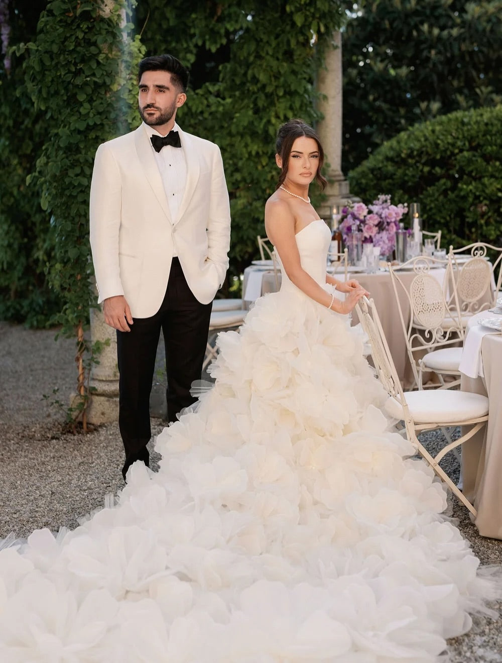 Strapless Organza Ruffle Ball Gown Wedding Dress