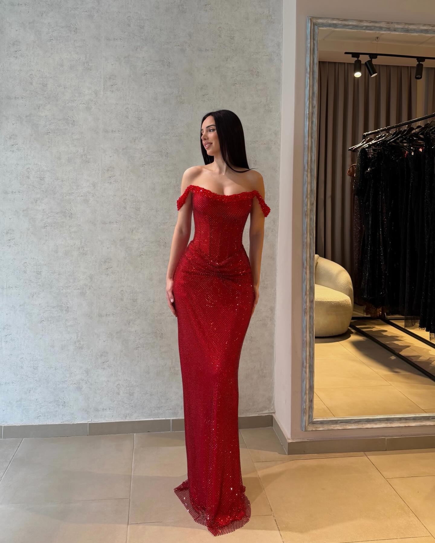 Sparkling Corset Sheath Evening Gown