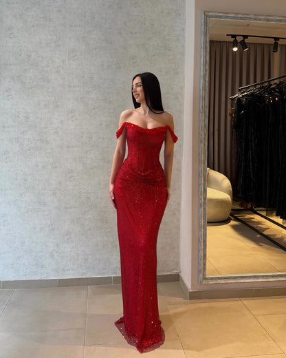 Sparkling Corset Sheath Evening Gown