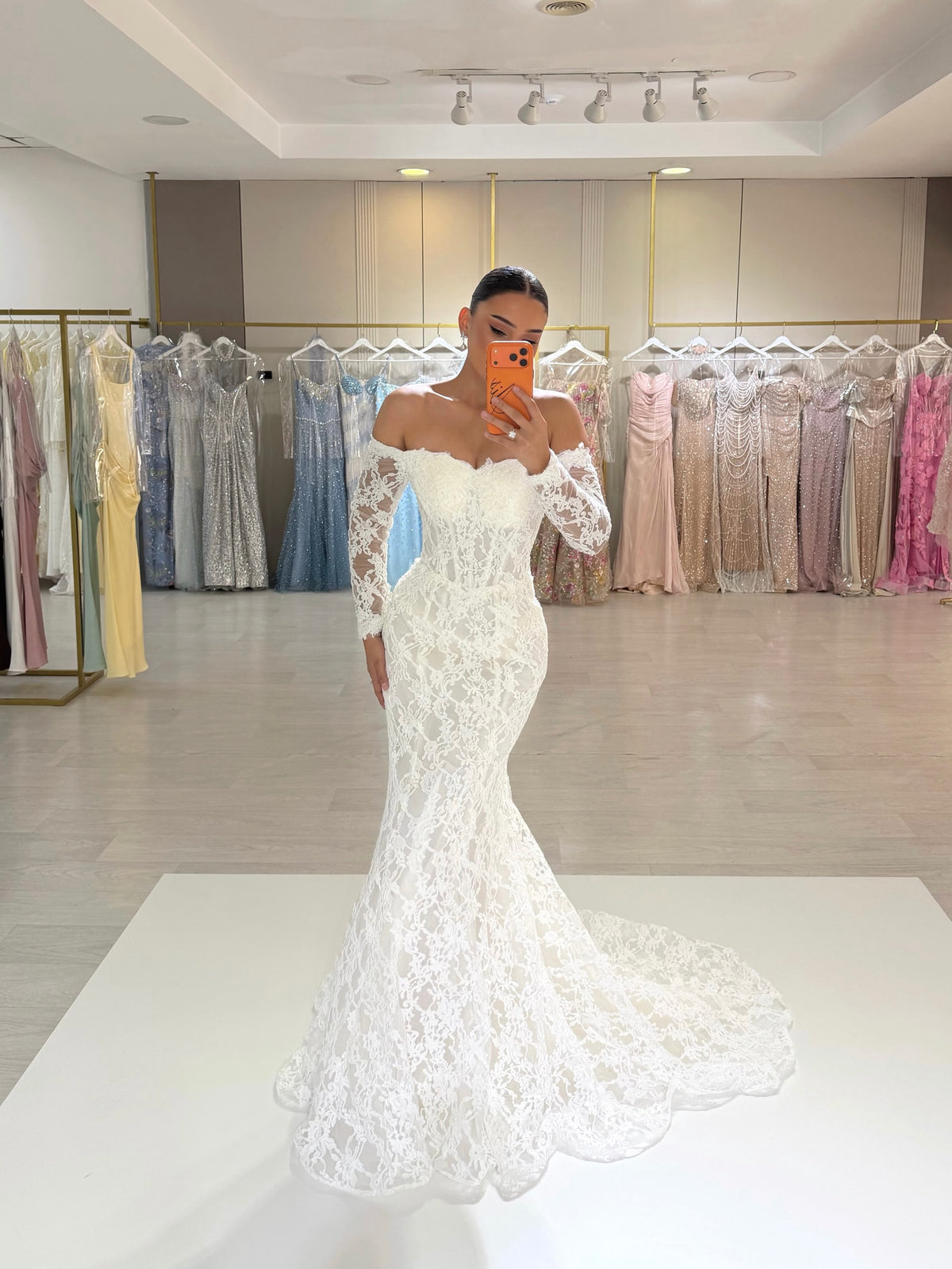 Lace Off-the-Shoulder Mermaid Wedding Dress