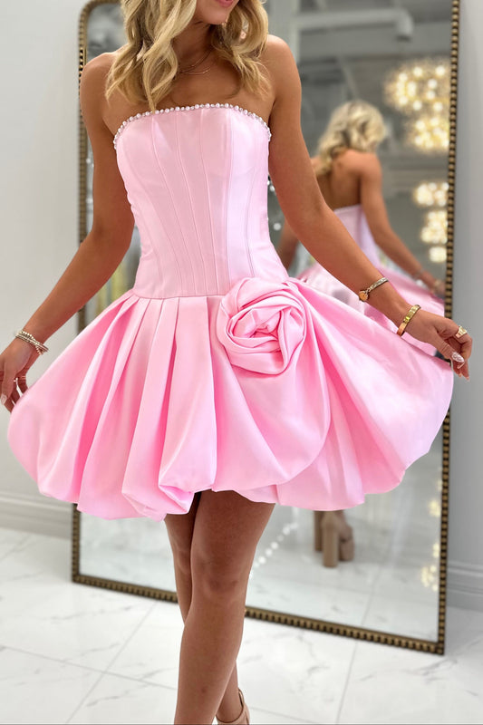 Strapless Corset Bubble Skirt Mini Dress