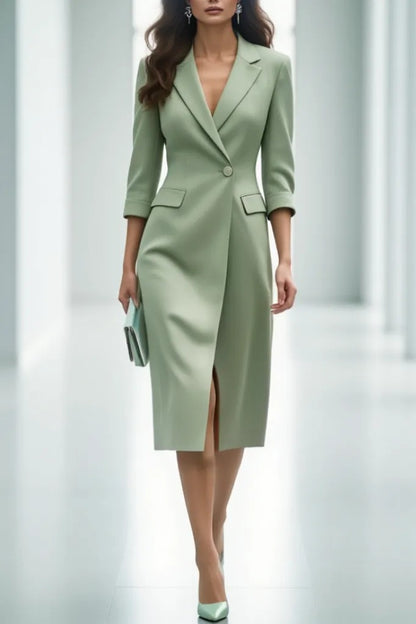 Tailored Blazer Midi Dress with Flap Pockets