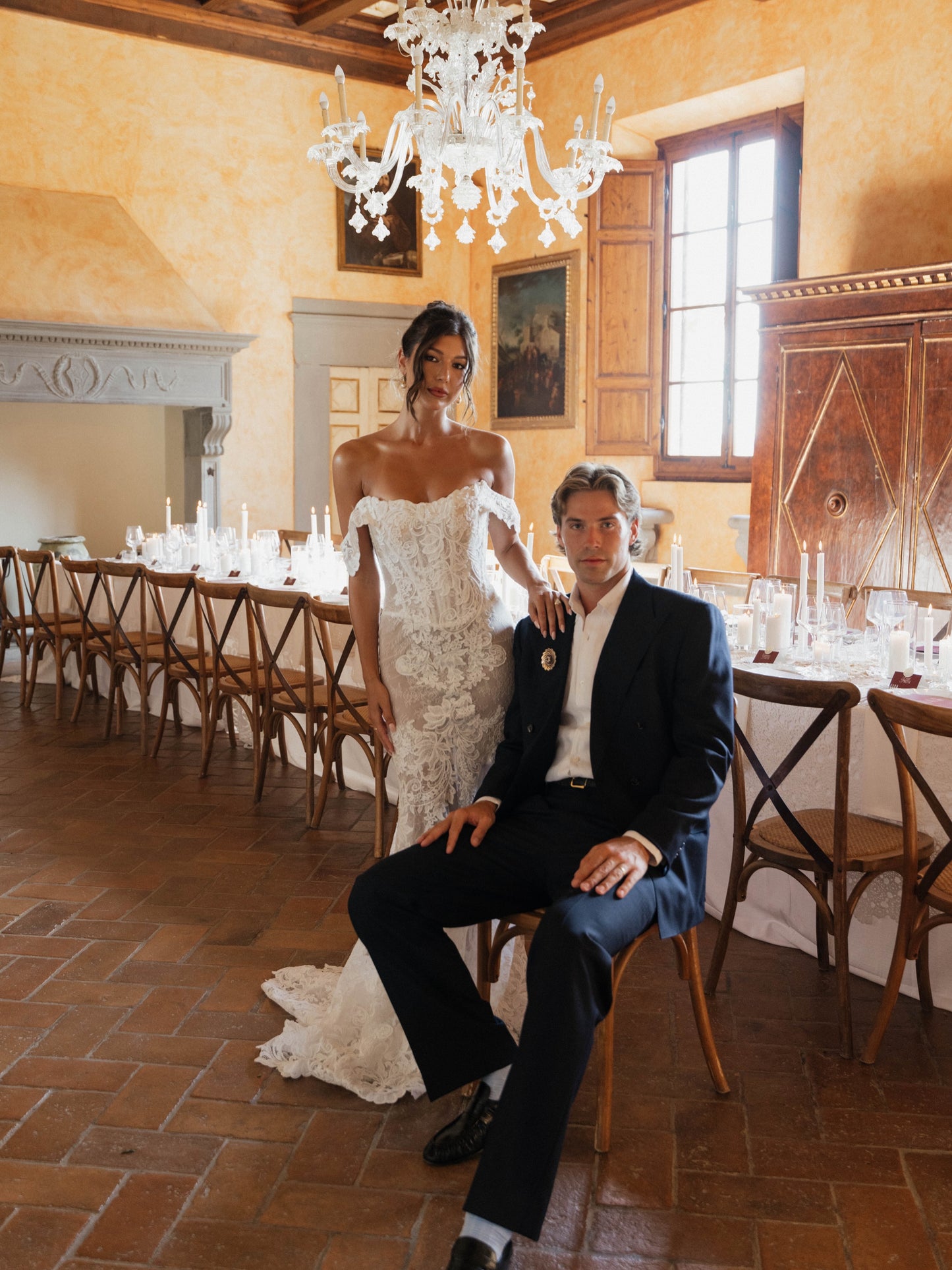 Corset Lace Off-the-Shoulder Mermaid Wedding Gown