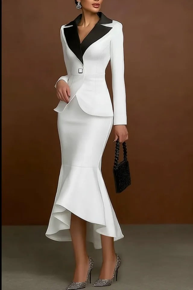 Peplum Blazer and High-Low Mermaid Skirt Suit Set